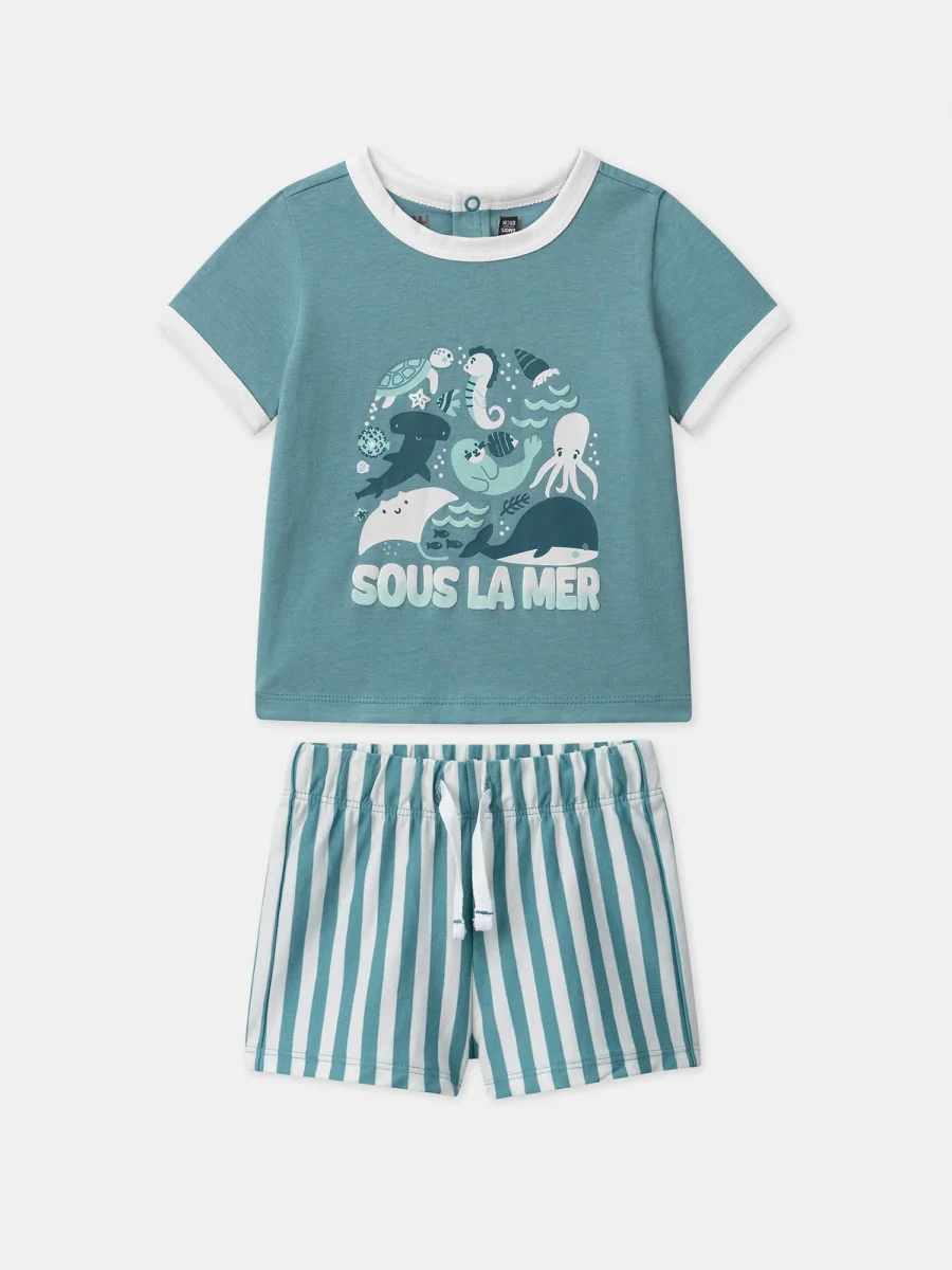 Conjunto de camiseta y pantalones cortos a rayas - Imagen 2