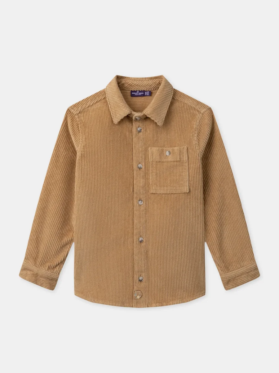 Camisa marrón de terciopelo para niños - Imagen 2