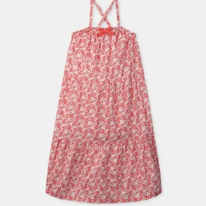 Vestido largo con estampado floral y tirantes para niñas