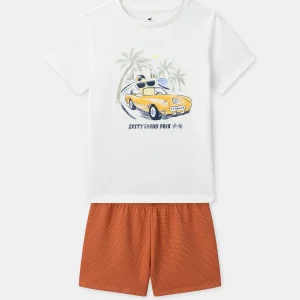 Pijama crema impreso de coche niño