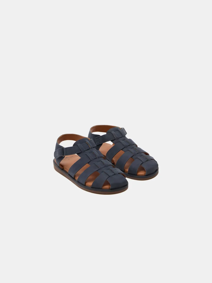 Sandalias de cuero azul marino para niños - Imagen 2