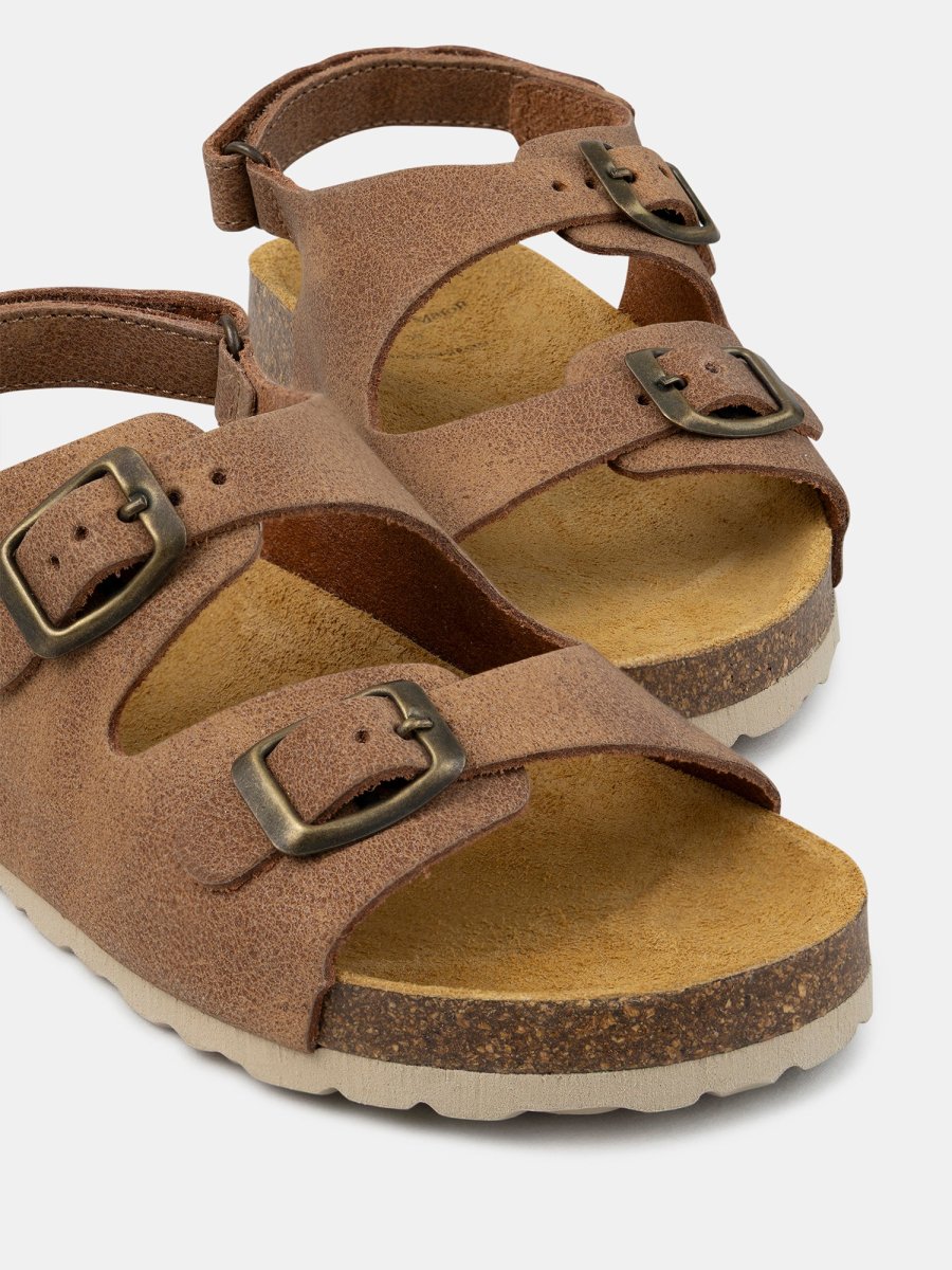 Sandalias de cuero marrón para niño - Imagen 5
