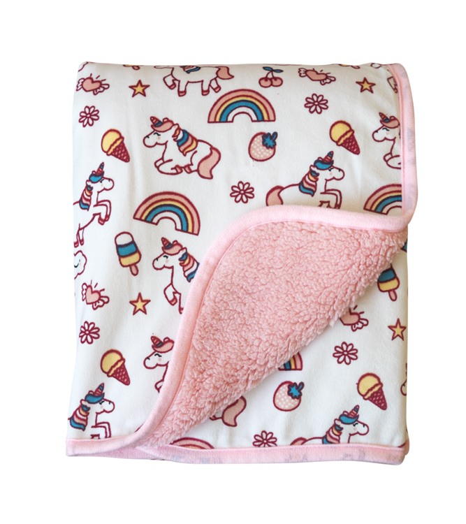 Manta Sherpa Rosa Unicornio - Imagen 3