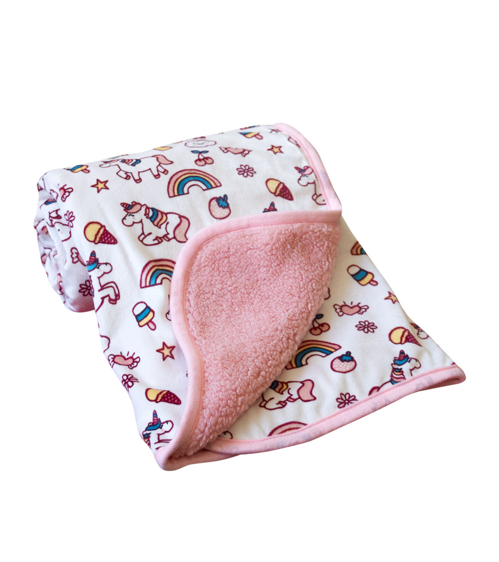 Manta Sherpa Rosa Unicornio - Imagen 2